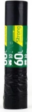 Atkritumu maisi SORTEX, aizvelkami, 60l, melni, 30mk, 10gab